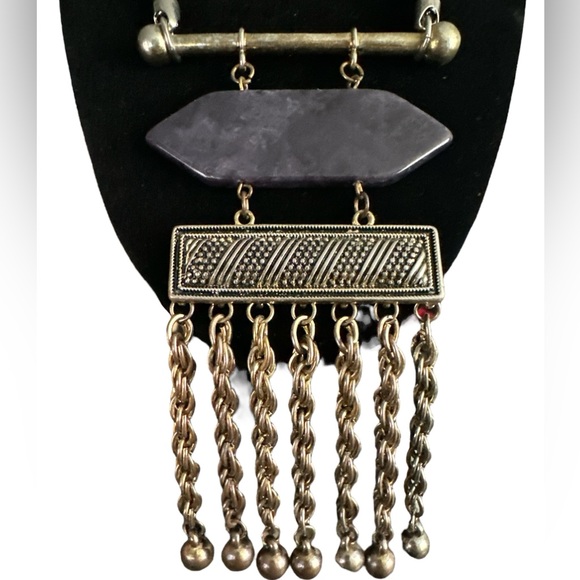 Vintage Faux Stone and Chrome Necklace - Picture 3 of 3